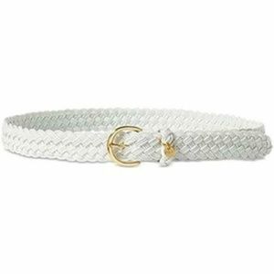 Ralph Lauren Gold Tone Buckle White Braided Belt